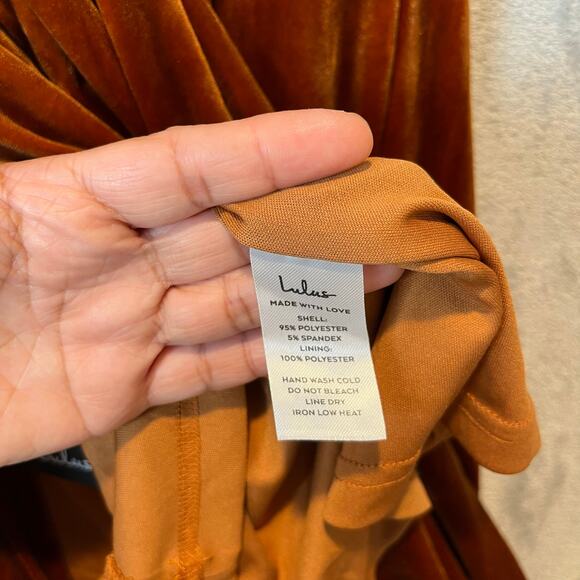 Lulu’s I'm Enchanted Rust Orange Velvet Off-the-Shoulder Maxi Dress Size XS - Picture 10 of 10